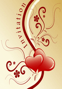 Invitation romantique avec c&oelig;urs et fleurs